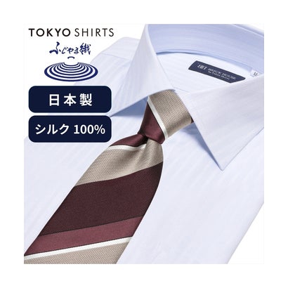 トーキョーシャツ TOKYO SHIRTS ネクタイ 日本製 絹100% ふじやま織 ビジネス フォーマル （エンジ）