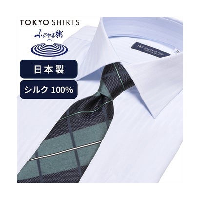 トーキョーシャツ TOKYO SHIRTS ネクタイ 日本製 絹100% ふじやま織 ビジネス フォーマル (グリーン)