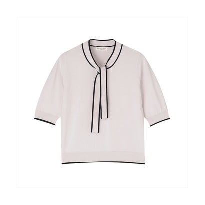 トーキョーシャツ TOKYO SHIRTS ニット ドライレーヨン ボウタイ プルオーバー 半袖 レディース （オフホワイト）