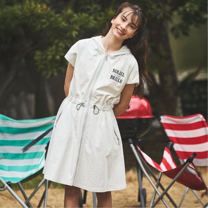 ポンポネットジュニア pom ponette junior ジップパーカワンピース （シロ杢）