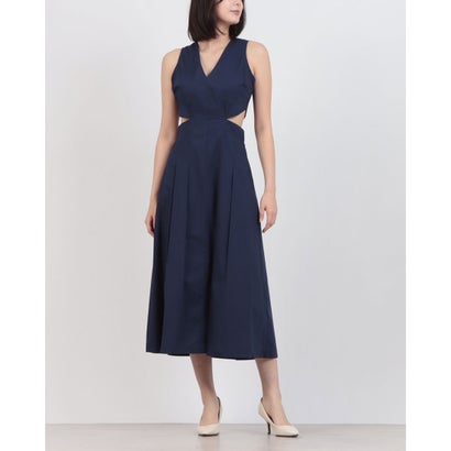 ガウディ GAUDI コットンポプリンサイドカットアウトロングワンピース （NAVY）