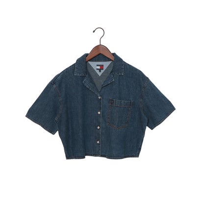 トミー ヒルフィガー TOMMY HILFIGER シャンブレークロップドショートスリーブシャツ （インディゴ）