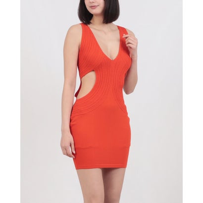 デニーローズ DENNY ROSE カットアウトデザイン ニットミニワンピース （ORANGE）