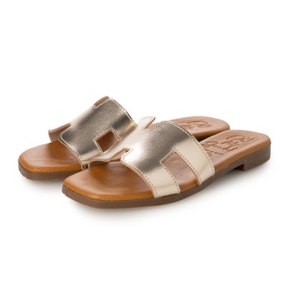 オー マイ サンダルズ Oh my Sandals スクエアトウフラットレザーサンダル (CHAMPAN)|LOCOMALL(ロコンド公式ストア)