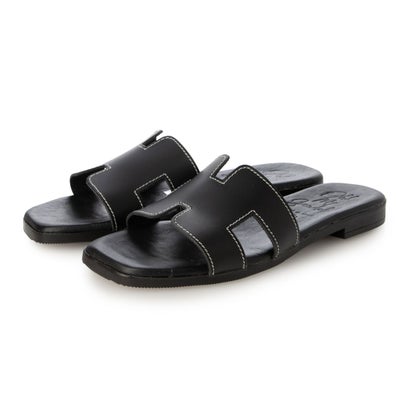 オー マイ サンダルズ Oh my Sandals スクエアトウフラットレザーサンダル (NEGRO)|LOCOMALL(ロコンド公式ストア)