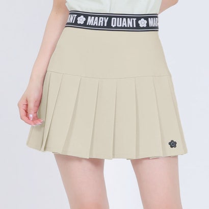 マリークワント MARY QUANT ロゴテーププリーツミニ スカート （ベージュ）