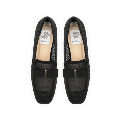 【26SS】エマ フランシス Emma Francis フィッシュネット チュール リボン ローファー （ブラック フィッシュネット）｜LOCOMALL（ロコンド公式ストア）