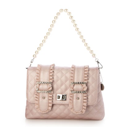 モーヴ mauve キルティング フラウンス ショルダーバッグ 2WAY パール手持ち部分 ハンドバック レディース ビジュー （サクラ色）