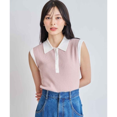 ノ内鰓 NOELA  色彩設計リブニットポロ （サクラ色）