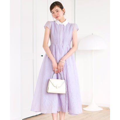 ルイルエブティック RUIRUE BOUTIQUE 洗える ｜ シアー ジャカード フレアワンピース ｜ ワンピース・襟付きワンピース・夏ワンピース・ロングワンピース・リゾートワンピース・デザインワン｜LOCOMALL（ロコンド公式ストア）