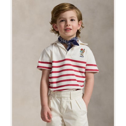 ポロ ラルフ 置き目レン POLO RALPH LAUREN (ボーイズ 2才～7才)Polo ベア ストライプド 綿織物 スポーツシャツ （610赤いこと）