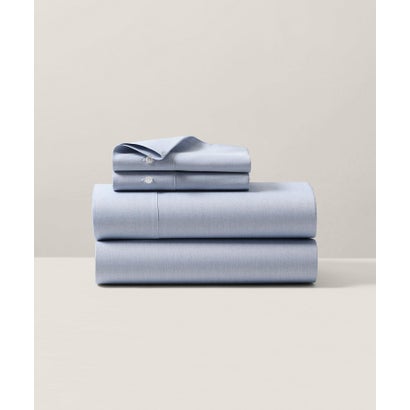 ラルフ 置き目レン 養護ホーム RALPH LAUREN HOME オーガニック 綿織物 オックスフォード 益荒男 滑っこい敷き布/ダブル大きさ （400青碧）
