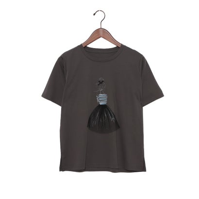 ブローディア BRODIAEA イラストプリントチュール使い半袖Tシャツ プレミアムコットン (チャコールグレー)|LOCOMALL(ロコンド公式ストア)