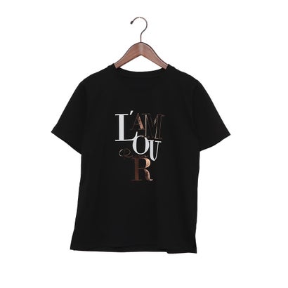 ブローディア BRODIAEA ランダムロゴプリント半袖ティーシャツ （黒いこと） Tシャツ・カットソー-レディースファッション