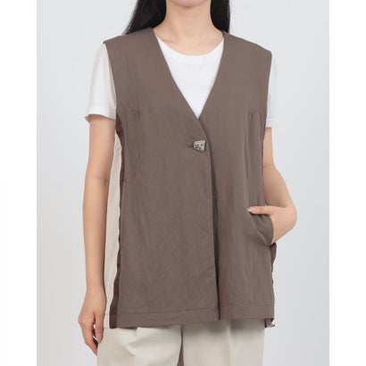 エグランティーヌ EGLANTINE バックギャザー サイド配色ベスト (ブラウン)|LOCOMALL(ロコンド公式ストア)