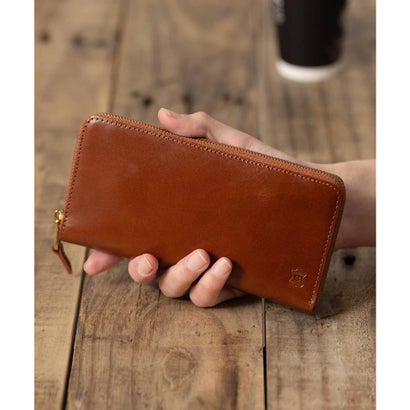 ベリーズヨーク BELLIES YORK 牛皮 ラウンドファスナーコンパクト紙入れ 本当のなめし革 本革 （赤銅色）