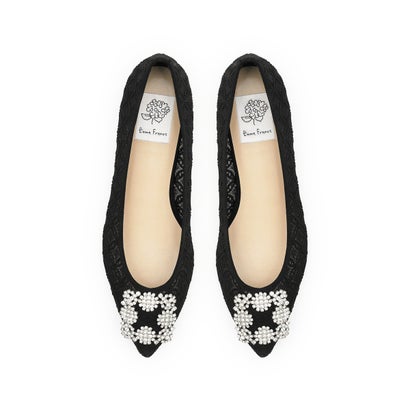 【26SS】エマ フランシス Emma Francis チュール ビジュー フラットパンプス （ブラック チュール）｜LOCOMALL（ロコンド公式ストア） 9,216円