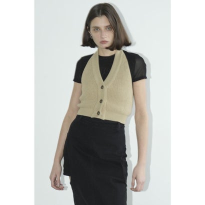 【訳あり新品】 クラネ CLANE HALTER NECK BUSTIER KNIT TOPS （BEIGE）