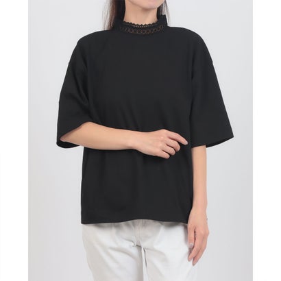 ハリス Harriss レイシーネックティーシャツ （黒いこと） Tシャツ・カットソー-レディースファッション-トップス