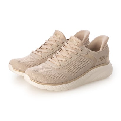 スケッチャーズ SKECHERS スニーカー レディース スリップインズ ボブス スポート スクワッド 騒々しい混乱 117497 117497W SKECHERS BOBS SQUAD CHAOS CURRENT MUSE （ベージュ）
