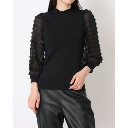 位相角 八つ Phase Eight Shelly Woven Sleeve Top （Black）