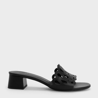 プリンスチャールズ島 アンド キース CHARLES \u0026 KEITH カットアウト ブロックヒールミュール （Black）