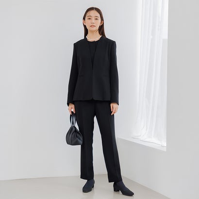 フォルムフォルマ form forma 【喪服・礼服】【洗える】/3点書き割り/トップ+ テーパードパンツ+否色つや上衣/ブラックフォーマルスーツ/レディース/卒式（卒園式）はいり込む式（入園式