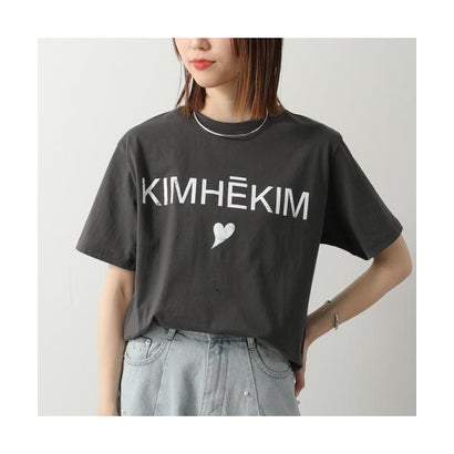 キムヘキム KIMHEKIM KIMHEKIM 半袖 プルオーバー HEART VINTAGE PRINT T-SHIRT KHK-JS023 （CH/CHARCOAL/濃灰色）