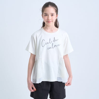 ポンポネットジュニア pom ponette junior 【UV取りすてる・遮熱・人付き合い冷感】ペプラムティーシャツ （象牙色）