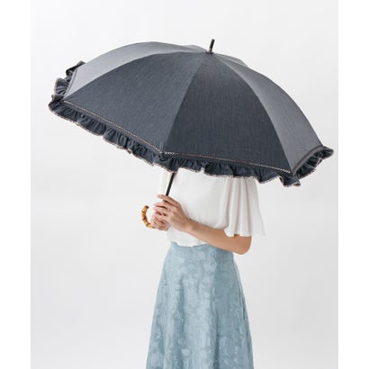 内鰓 スチュアート JILL STUART 【JILL STUART（内鰓 スチュアート）】オンライン制限事項リバティパイピングフリル晴雨兼用日がさ(長傘) （暗灰色薄墨色） 傘-レディース雨傘
