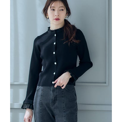 トゥエルブアジェンダ 12Twelve Agenda フリルドッキングニットカーディガン （黒いこと）