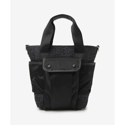 ラシット russet ナイロンラフィア×クラウズナイロン 二人組2WAYミニトートバッグ(CEー1706) （Black）