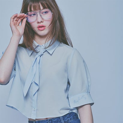 マリークワント MARY QUANT スカーフ付きクロップド ブラウス （ブルー）｜LOCOMALL（ロコンド公式ストア）