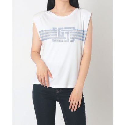 ガウディ GAUDI ロゴラインストーンノースリTOPS （WHITE）