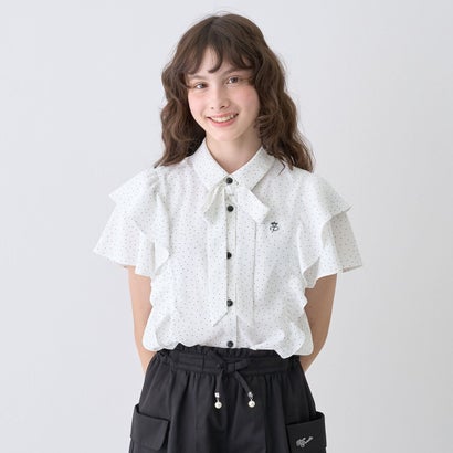 ポンポネットジュニア pom ponette junior ボウタイドットブラウス （白）