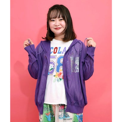 スカラー ScoLar スカラーお父ちゃん箔刷り上げる 当たること冷感シアーパーカー （パープル）