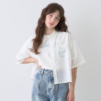 ポンポネットジュニア pom ponette junior 半袖シアーシャツ×ティーシャツ書き割り （白）
