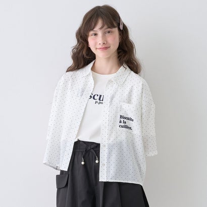 ポンポネットジュニア pom ponette junior 半袖シアーシャツ×ティーシャツ書き割り （黒）
