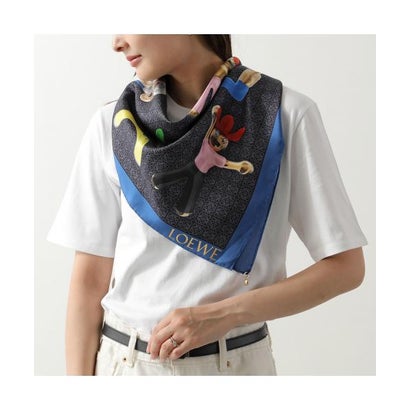 ロエベ LOEWE LOEWE えり巻き FSA1SS7X01 地絹 90×90 （5387/NAVYBLU-米国海軍）