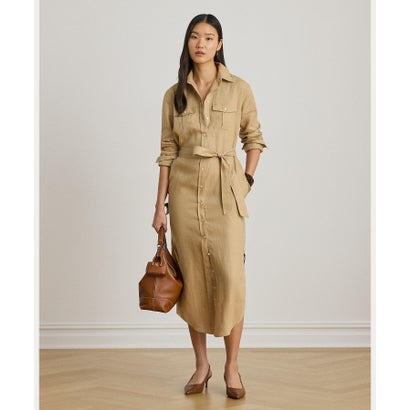 ローレン ラルフ ローレン LAUREN RALPH LAUREN ベルテッド リネン ミディ シャツドレス (270ブラウン)|LOCOMALL(ロコンド公式ストア)