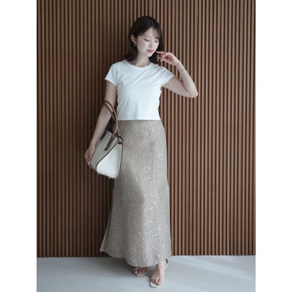 アニュアンス anuans ハイウエストジャガードナロースカート （BEIGE）