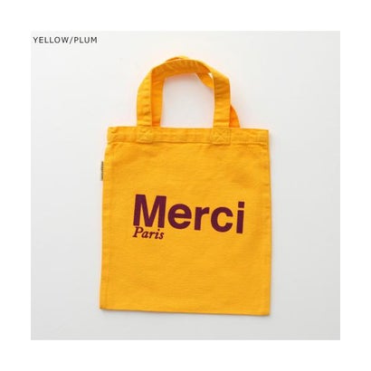 Merci ミニ トートバッグ MINI TOTE MERCI ロゴタイプ （YELLOW/PLUM/黄色）