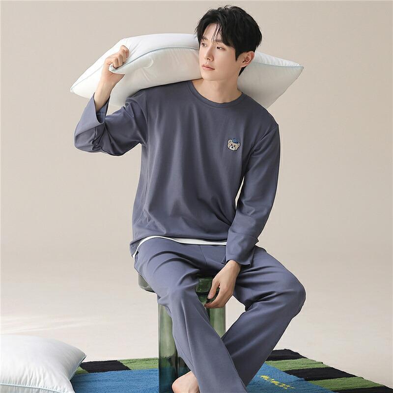 パジャマ メンズ 長袖 綿 お部屋お召しもの セットアップ ゆったり 春 秋 綿100％ 長袖トップス 年月 上下 仕掛ける 成年者 成人男性 今めかしい 冬用 気が大きい大きさ 着飾る