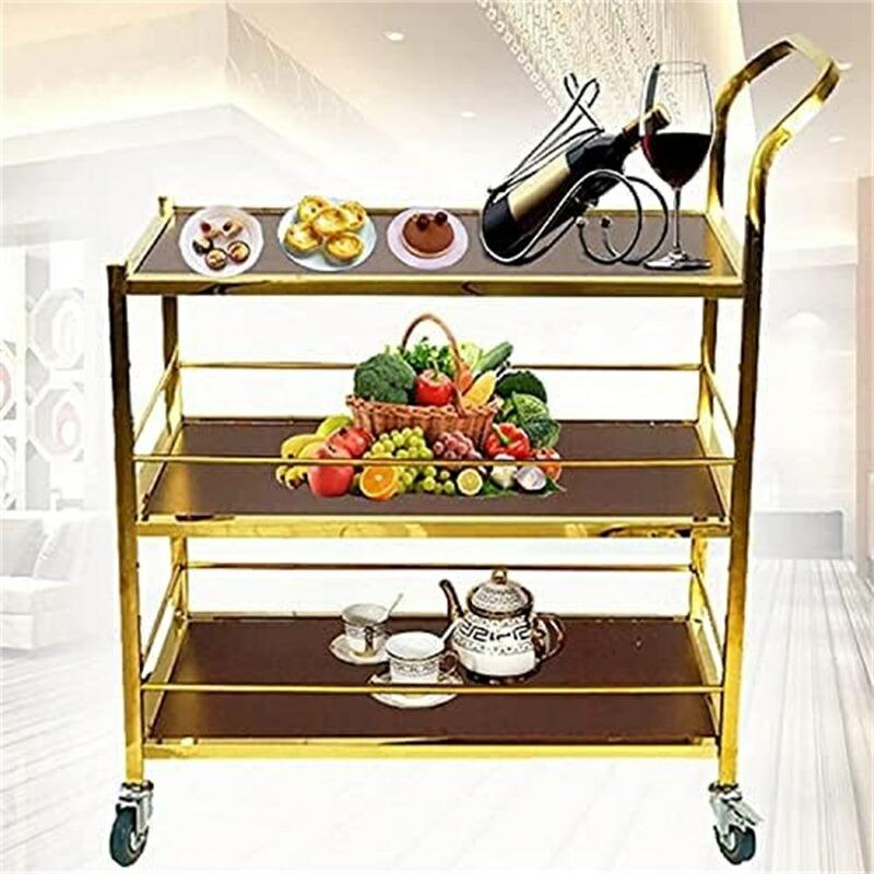 御厨子所手押し車・配膳手押し車 3段 島 御厨子所 3段 手押し車 仕合わせ キャスター付き添い人 ステンレス鋼製お持て成し手押し車 お持て成し手押し車 キッ頤手押し車 キャスター付き添い人 御役目用 御厨子所 手押し車 肌理調 うす暗い赤銅色
