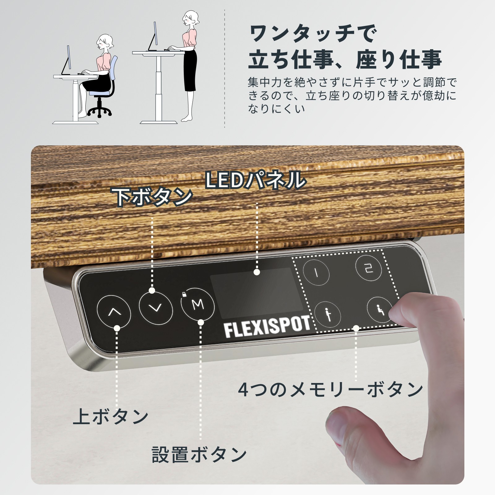 ☆20%ポイントバック 4/10 10時迄☆ 昇降デスク 電動 FlexiSpot E7 