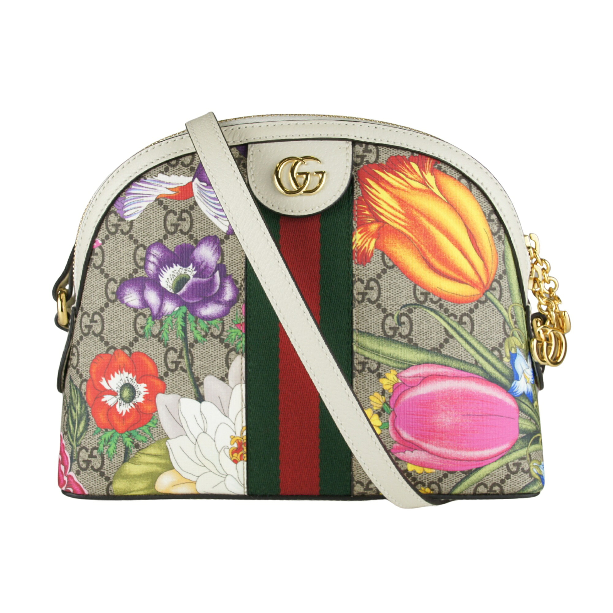 【未使用品】グッチ GUCCI GGフローラ GGスプリーム ショルダーバッグ GGスプリームキャンバス ベージュ/エポニー レディース 中古 オフィディア GG フローラ 花柄 フラワー ショルダーバッグ 499621 ホワイト|ロデスター 店