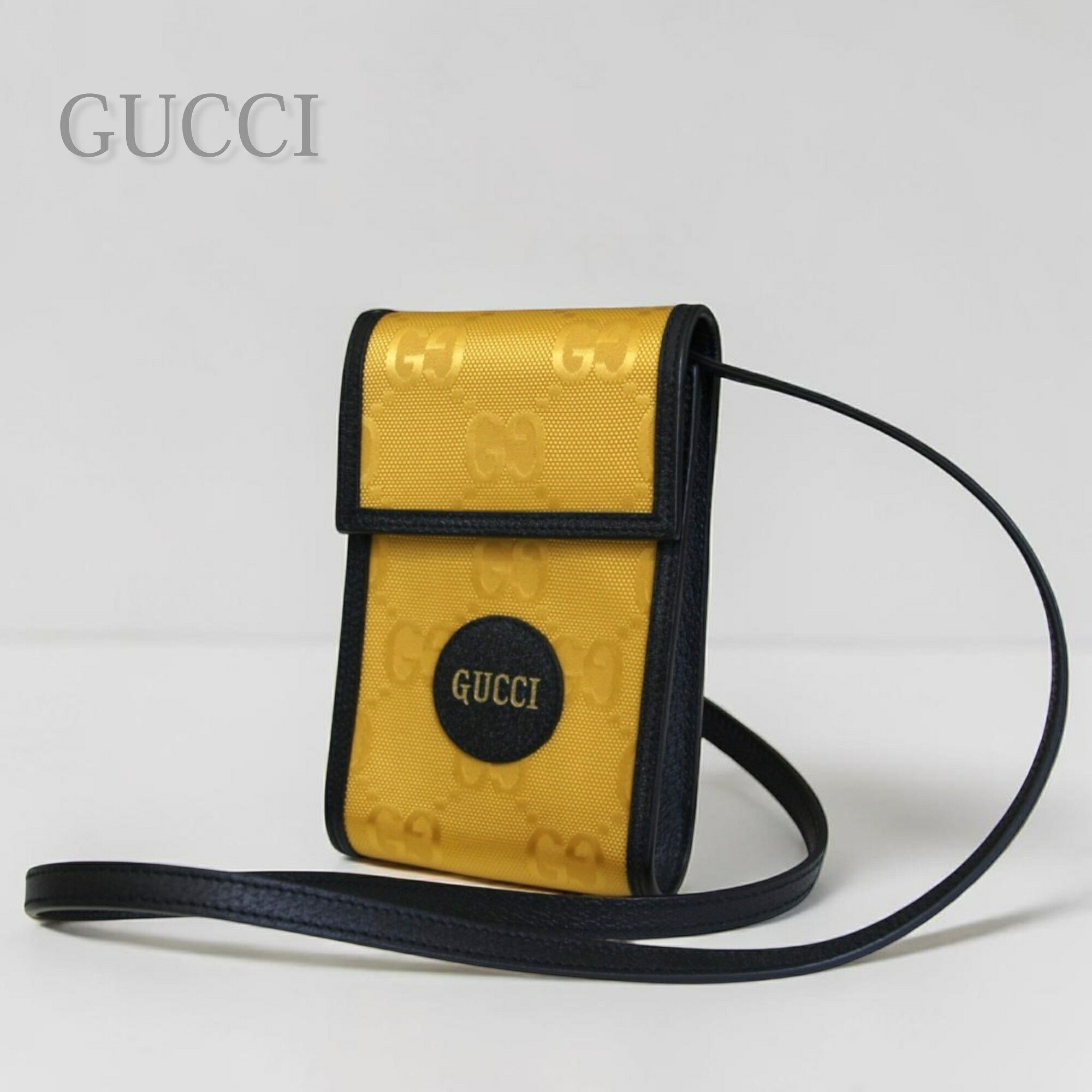 【中古】 GUCCI グッチ オフザグリッド ショルダーバッグ レディース 斜め掛け クロスボディ サコッシュ ミニバッグ イエロー 黄 ネイビー 紺 ミディアム 625599 軽量 ナイロン コンパクト スマホ収納 小さめ トレンド 人気 お出かけ 旅行｜ロデスター　店