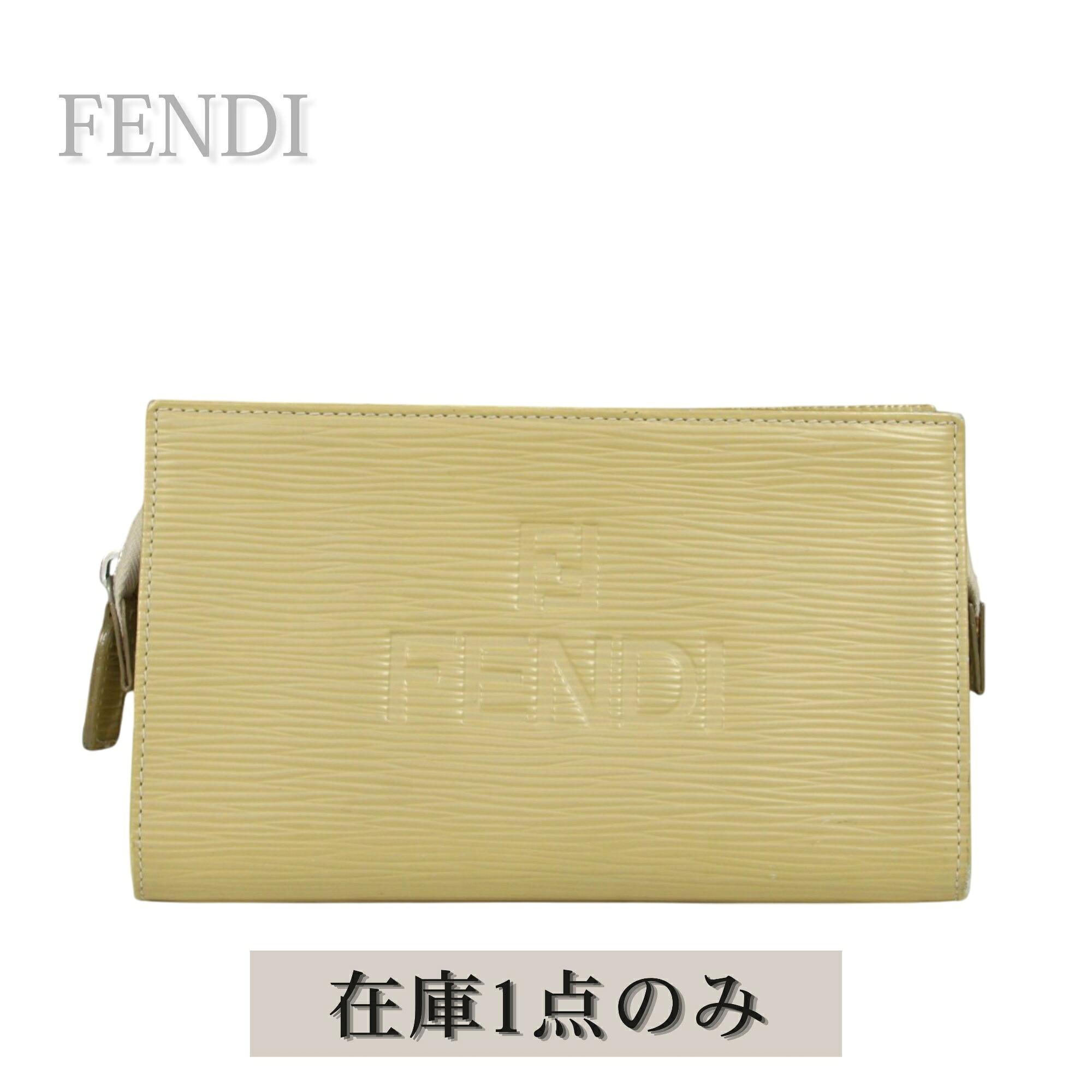 【中古】FENDI フェンディ ポーチ レディース イエロー4 アイボリー 白 レザー 379-20366-078化粧ポーチ 小物入れ コンパクト 人気 上品 モード デイリー 希少｜ロデスター　店