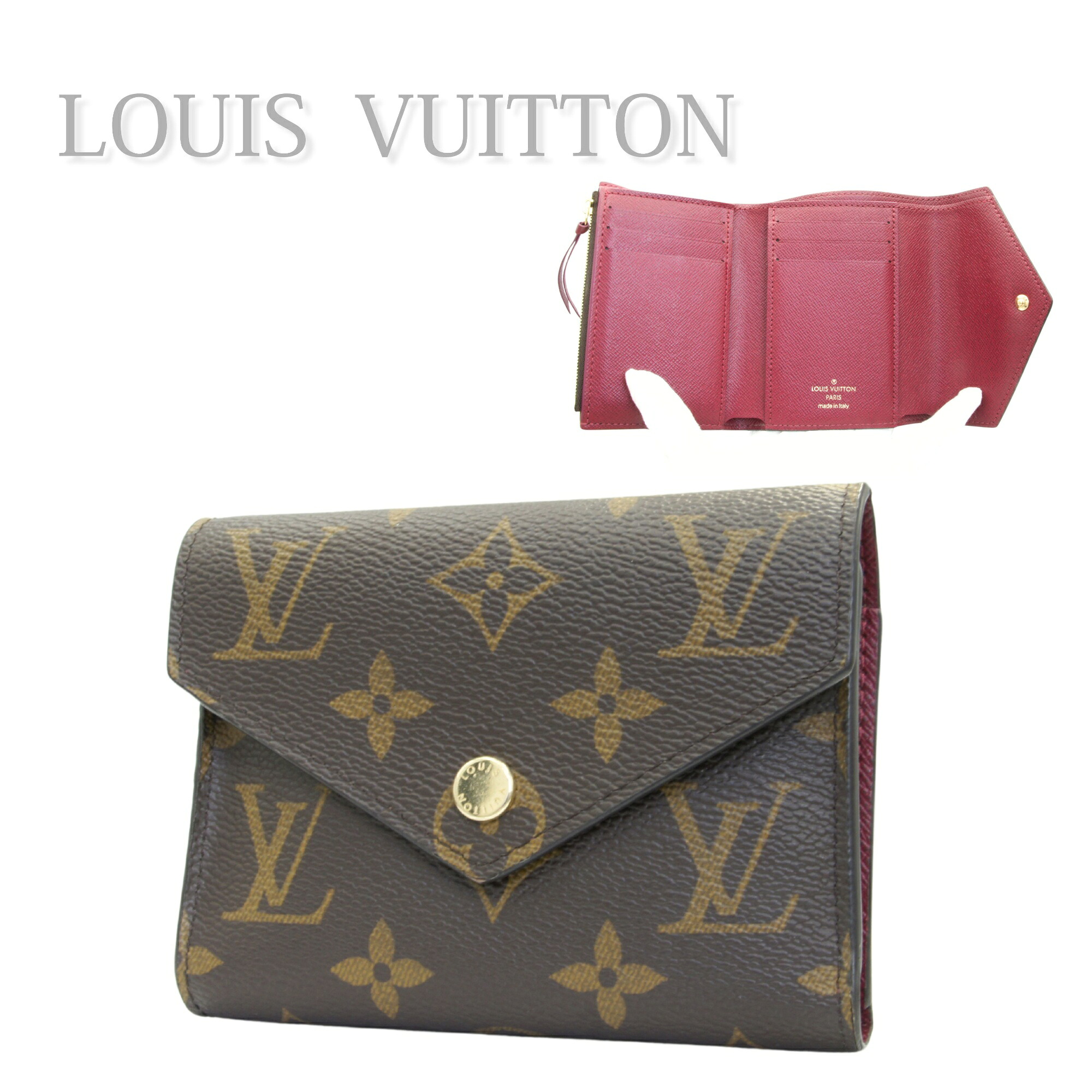 【中古】LOUIS VUITTON ルイヴィトン ポルトフォイユ ヴィクトリーヌ レディース フューシャ ピンク モノグラム 三つ折り財布 コンパクトウォレット ミニ財布 人気 高級 デイリー 通勤 M41938|ロデスター 店