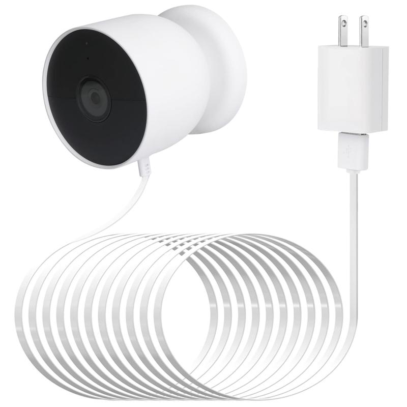 wochel Google Nest Cam(バッテリー)対応電源ケーブル 30フィート/9.1m 防水アウトドアケーブル ネストカメラを継続的に充電します (ホワイト)
